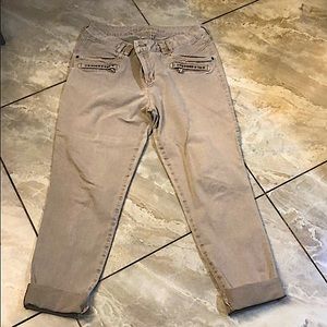 Rosner denim beige khakis with stud details from Olsen dept at the Bay